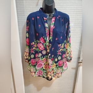 JUN & IVY Blue Floral Blouse